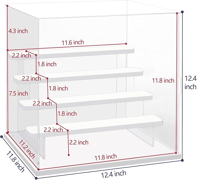 Choowin 5 Tier Clear Acrylic Display Case for Collectibles, Mini Figures, Pop Mart, Labubu, Sonny Angel, Smiski - Assemble Dustproof Acrylic Display Box with Door, Stand (White Base Step)