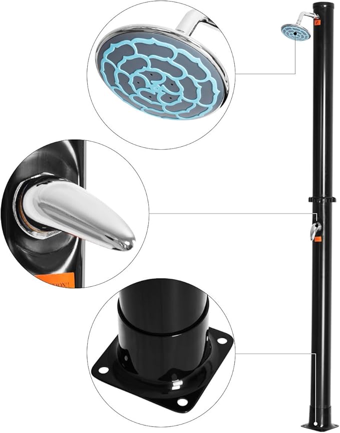 Giantex 7.2Ft 2-Section Solar Heated Shower with Shower Head Outdoor Backyard Poolside Beach Pool Spa for Easy Installation, Black (5.5 Gallon)