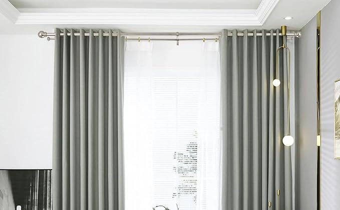 Double Curtain Rod 84 to 120 inch, Adjustable 1 inch Double Drapery Rod Rods for Windows and Doors with Ball Round Finials and Premium Aluminum Brackets Set (84-120",Brushed Nickel)