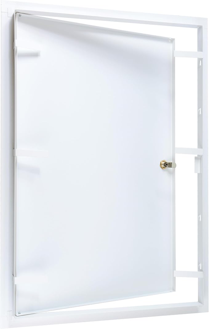 16" x 24" Lockable White Metal Access Panel. Service Shaft Door Panel with Key. Plumbing, Electricity, Heating, Alarm Wall Access Panel for Drywall. Bathroom Services Access Hole Cover.