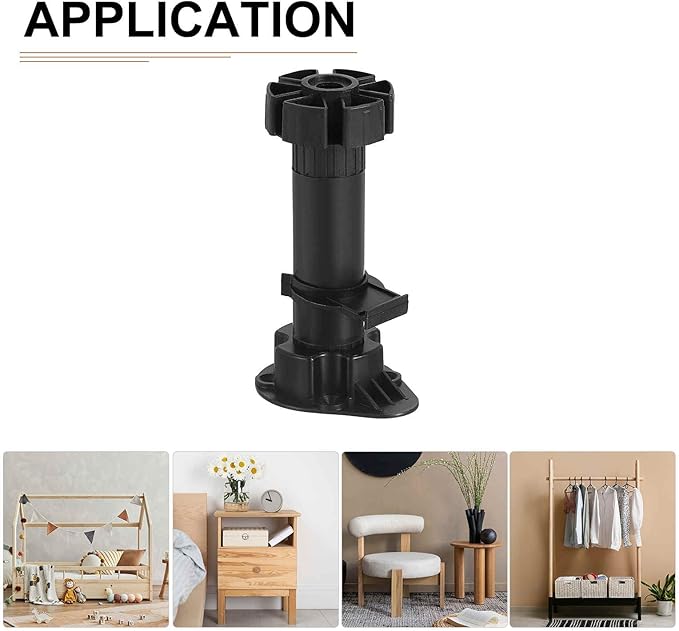120x46mm(LxW) Adjustable Leveling Feet - 8Pack- Good for Furniture - Leveler Support Frame Replacement Legs - Black