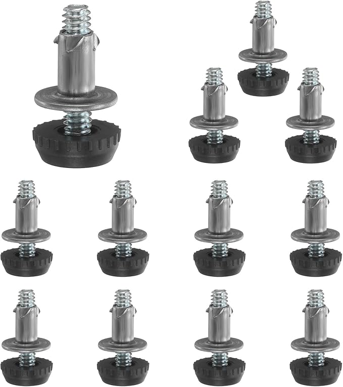 uxcell 1/4"-20 Thread Furniture Feet Levelers, 12Set 27mm L Adjustable Furniture Feet Screw in Threaded Leveling Leg Screw on Chair Foot Glides Leveling for Table Chair Cabinet Black