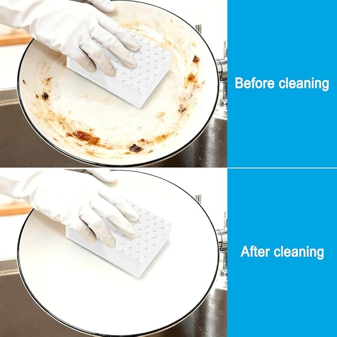 10 Pack Magic Sponge Eraser 2X Thick and Long Lasting Melamine Cleaning Sponges in Bulk - Multi Surface Scrubber Foam Cleaning Pads - Bathtub, Floor, Baseboard, Bathroom, Wall Cleaner (3.9*2.4*0.8in)