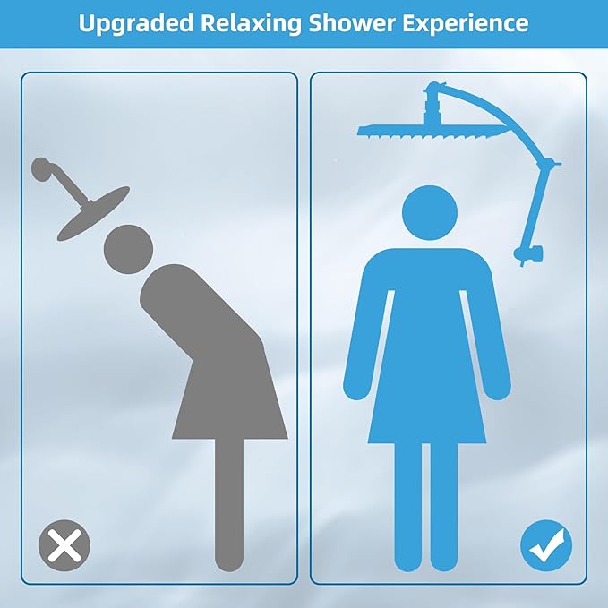 Hibbent All Metal cUPC Certified Rain Shower Head, 10'' High Pressure Rainfall Showerhead with 16" Shower Head Extension Arm, Brass Adjustable Shower Arm Extender, fixed Showerheads, Brushed Gold
