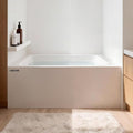 VEVOR Alcove Bathtub, 48" x 30" Contemporary Alcove Acrylic Bathtub, Soaking Bath Tub with Left Hand Drain and Overflow Hole, Large Rectangular Deep Soak Tub for Bathroom with Integral Flange, White
