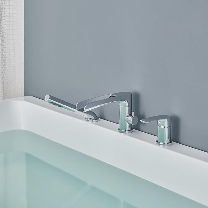 Waterfall Roman Tub Faucet Chrome Deck Mount Bathtub Faucets Brass Tub Filler Bathroom Faucets with Hand Shower