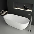 SJ STAR&JANE 69" Solid Surface Freestanding Bathtub, Matte White Oval Stone Resin Soaking Tub Stand Alone Tub with Overflow and Pop-up Drain for Modern Bathrooms