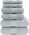 Maisonette Elegance 100% Organic Cotton Turkish Bathroom Towels Set, Ideal Quick Dry Luxury Washcloths, Hand & Large Bath Towels for Shower, (6 Pack), Green (Eucalyptus)