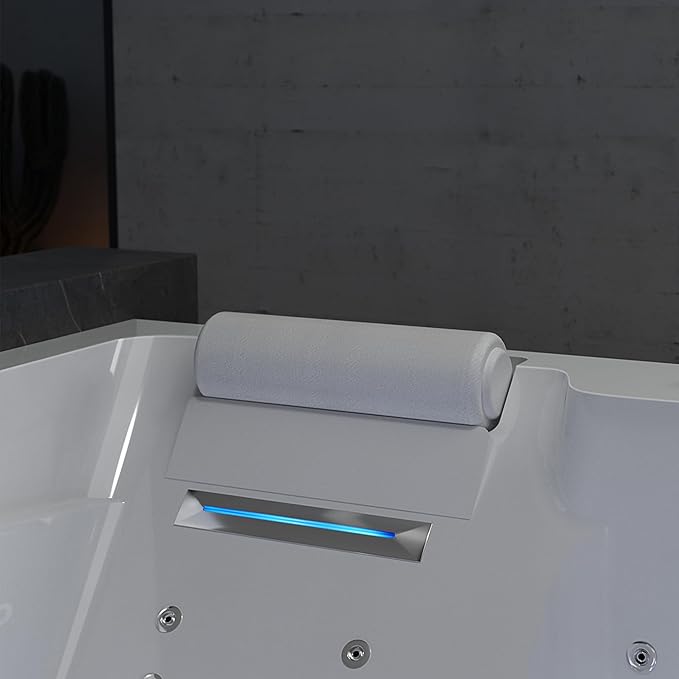 Empava PRO Series Jetted Tub, Luxury 56-Jet Whirlpool Bathtub | Ozone Sanitization, AM/FM Radio & Chromatherapy, Alcove Design, 71" Acrylic Spa Tub for Two