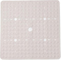 ENKOSI Square Shower Mat 27x27 inch - Anti Slip Bathroom Shower Stall Mats for Smooth Shower Floors - Square Bath Mat with Strong Secure Suction Cups and Drain Holes in Middle (Pearl White 27x27)