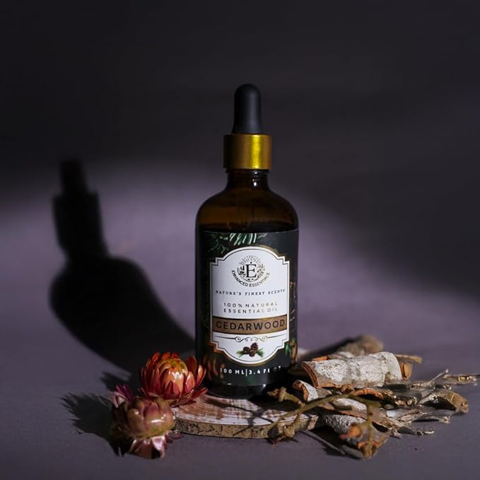 Luxurious Cedarwood Essential Oil by Enhanced Essentials|Pure & Natural|for Home,Diffusers,Skin,Aromatherapy, Bath,Massage,Perfume,Gifting,Soap & Candle Making|with Glass Dropper| 3.38 fl oz (100 ml)