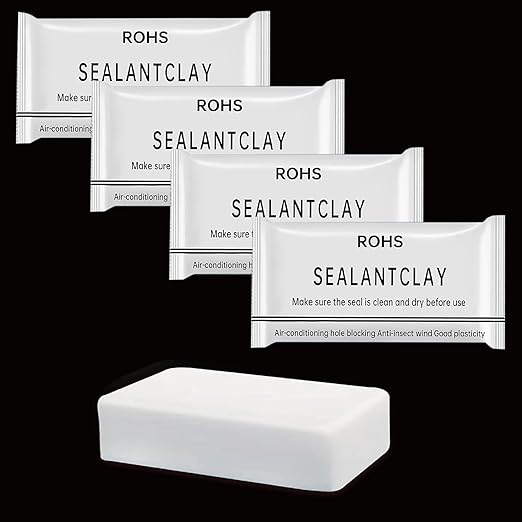 4-Pack White Seal Putty Waterproof Duct Seal Repair Sealing Clay, Quick Mending Mud for Drain Connection,Air Conditioning Hole, Wall Hole