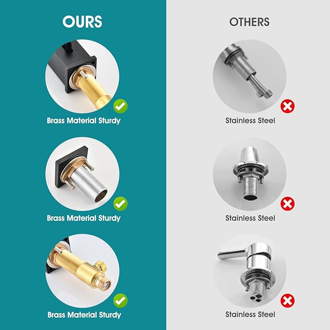 Brass Roman Tub Faucet with Sprayer, Deck Mount Bathtub Faucet with Hand Shower, 3 Hole Waterfall Tub Faucet with 360° Spout, Single Handle Tub Filler with 8 GPM High Flow, Matte Black