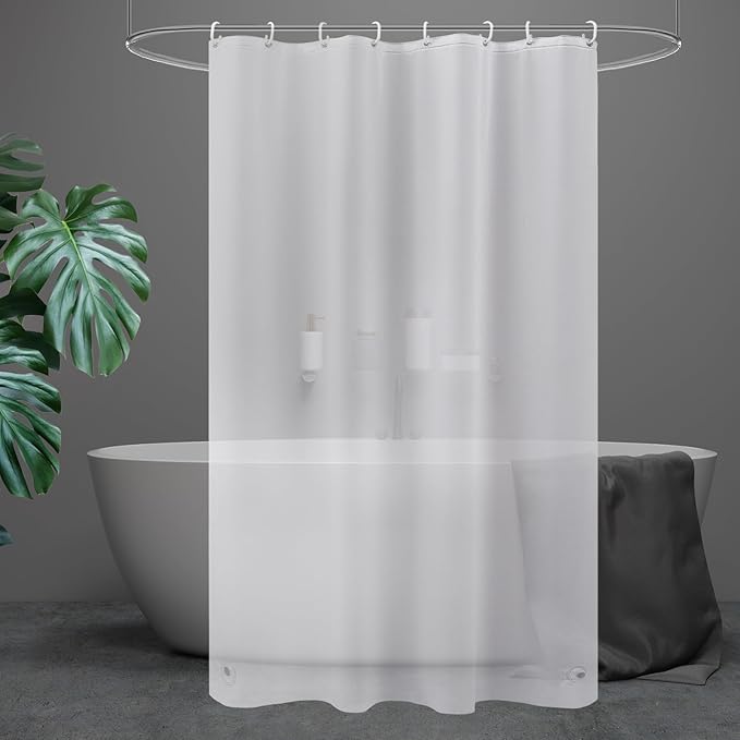 UFRIDAY Frosted Shower Curtain Liner 48 x 72 inches,Plastic Small Shower Curtain 48 x 72 Narrow PEVA Heavy Duty Stall Shower Liner with 2 Weighted Magnets 8 Grommet Holes and Hooks