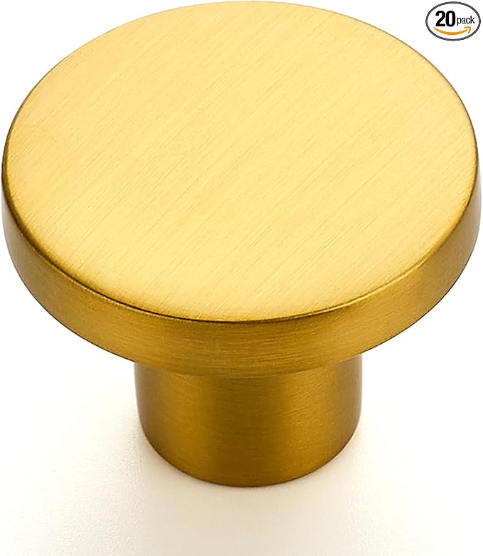 Ravinte 20 Pack Cabinet Knobs Gold Kitchen Cabinet Knobs Round Dresser Drawer Pulls Closet Door Pulls 1-1/5 Inch