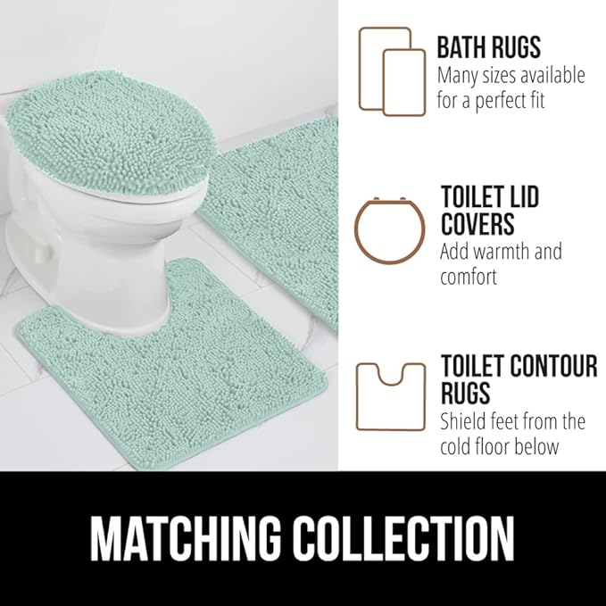 GORILLA GRIP Bath Rug Mat 30x20, Soft Absorbent Chenille, Quick Dry Microfiber Mats, Rubber Backing Washable Shower Floor Rugs, Bathmat Runner, US Designed Bathroom Home Decor Accessories Seablue