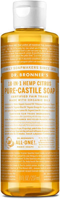 Dr. Bronner's - Pure-Castile Liquid Soap (Citrus, 8 ounce) - Made with Organic Oils, 18-in-1 Uses: Face, Body, Hair, Laundry, Pets and Dishes, Concentrated, Vegan, Non-GMO