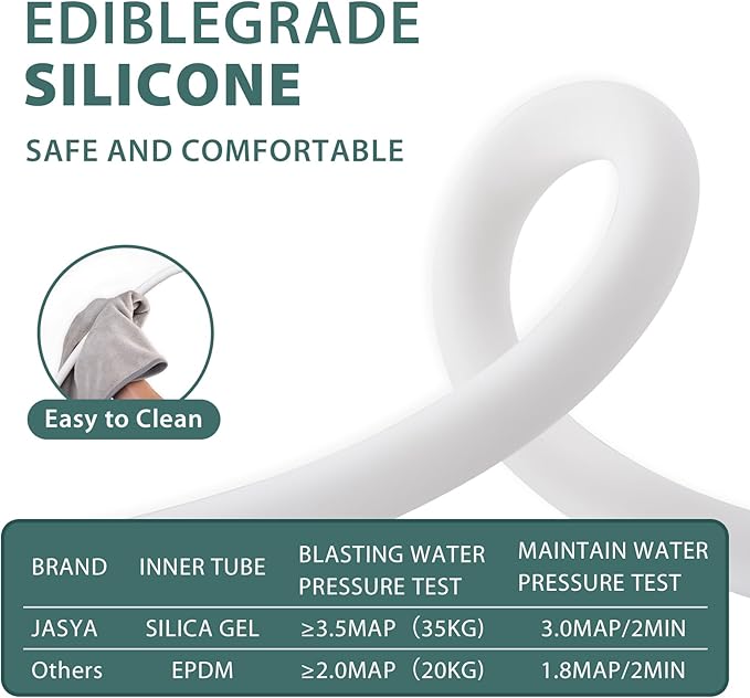Silicone Shower Hose Extra Long,Explosion Proof Anti Winding Showerhead Hose,Used In Showerheads Spray Bidet Bathing Toilet Cleaning Flexible RV Shower Hoses Replacement (White, 48 In)