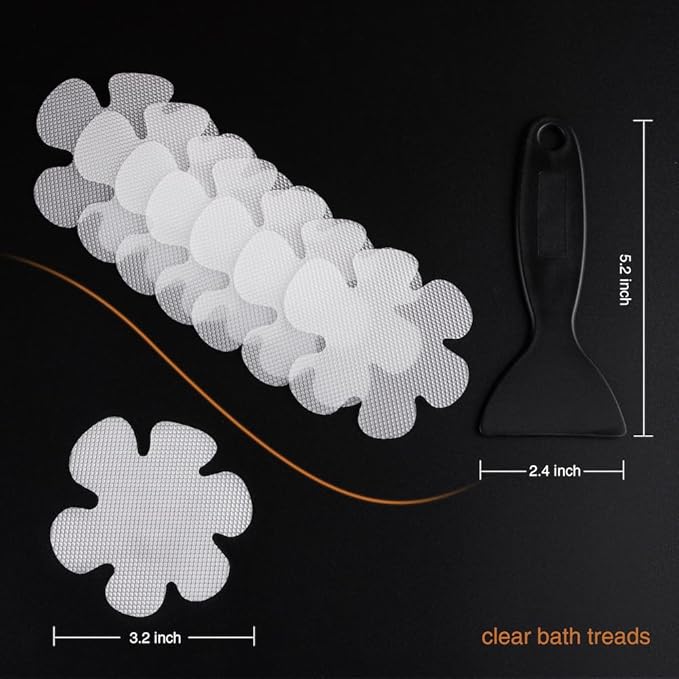 Original 36PCS Transparent Bathtub Stickers Non-Slip, Safety Shower Treads Adhesive Appliques with Premium Scraper