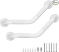 Grab Bars for Bathtubs and Showers- 1-1/4 x 16 Angled Shower Grab Bar for Seniors Knurled Stainless Steel Handicap Grab Bars for Wall (White, 2 Pack)