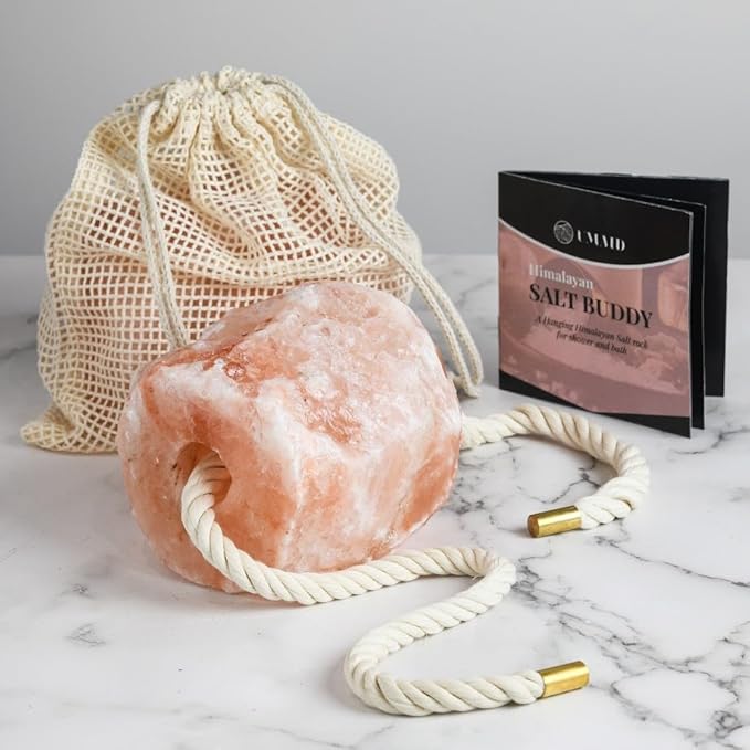UMAID Himalayan Bath Salt Buddy™ 4 lb Hanging Himalayan Rock Salt for Bath & Shower – Himalayan Stone for Relaxation – 2025 Holiday Edition, Unique Gifts for Men, Women & Couples, White Elephant Gift
