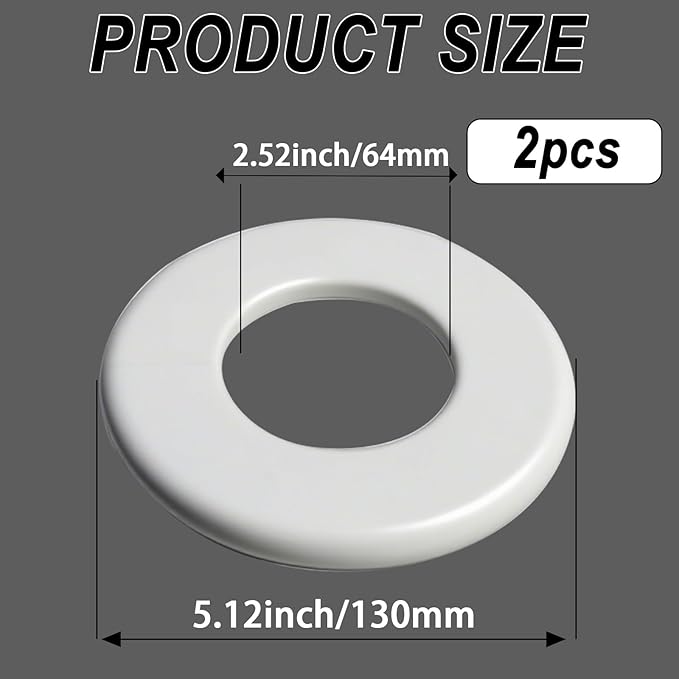 2 Pack Wall Split Flange for 2.52 Inch/64mm OD Pipe ABS Escutcheon Plate Self-Adhesive Round Plumbing Cover Plates for Water Pipe Faucet Decoration, White