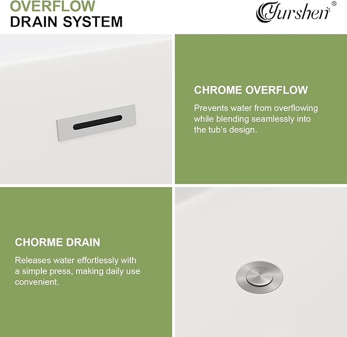 59 Inch Freestanding Acrylic Bathtub White Roll Top Soaking Tub with Chrome Drain Glossy Finish for Modern Bathrooms, YSB9218