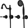 SUMERAIN Matte Black Wall Mounted Bathtub Faucet with Sprayer, Traditional High Flow Tub Faucet Set,Rough-in Valve Included