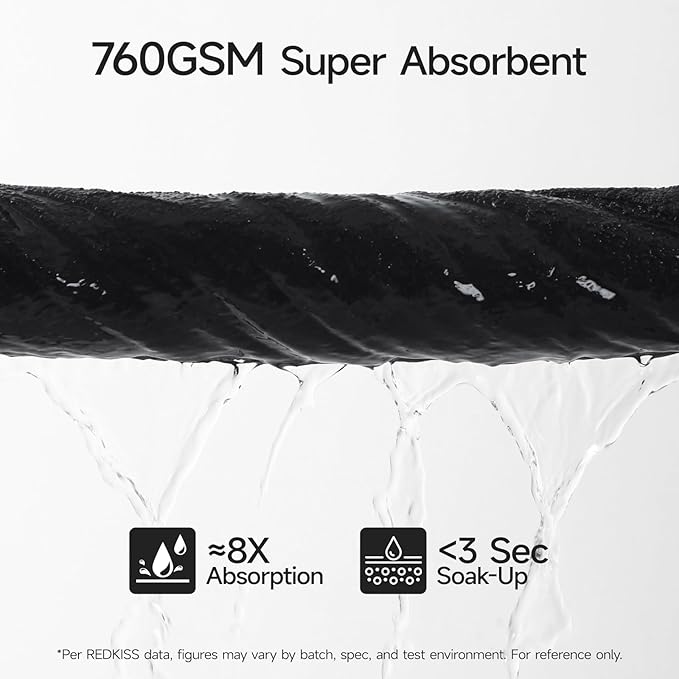 REDKISS Luxury 100% Cotton 8 Piece Bath Towel Sets, 2 Bath Sheets (35x70 in), 2 Hand, 4 Washcloths, Super Absorbent & Quick-Dry Shower Towel for Bathroom Spa Gym Hotel Yoga - Black