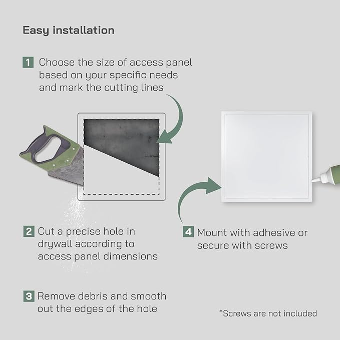 Vent Systems 20'' x 20'' Inch White Metal Access Panel - Easy Access Doors - Access Panel for Drywall, Wall, Electrical and Plumbing Service Door