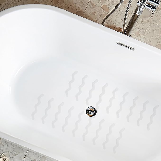 24pcs Anti Slip Shower Stickers, Non Slips Shower Strips with Premium Scraper, Clear Wave-Shaped Bathtub Non Slip Stickers for Bath Tub Showers Stairs Non-Slip