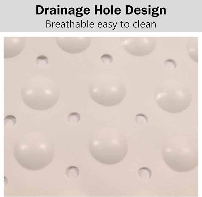 Mrcrypos Corner Shower Mats 25.5 x 25.5 Inches Bath Mat with Suction Cups and Drain Holes, Quick Dry Anti Slip Bathmat Machine Washable Shower Stall Mats for Bathroom, White