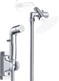 Dog Shower Sprayer Attachment, YDmeet 100 Inch Dog Washing Hose for Fast and Clean Pet Showering, Multifunctional Wand with Turn Off, Brass 3 Way Diverter, No Drill Holder, Chrome