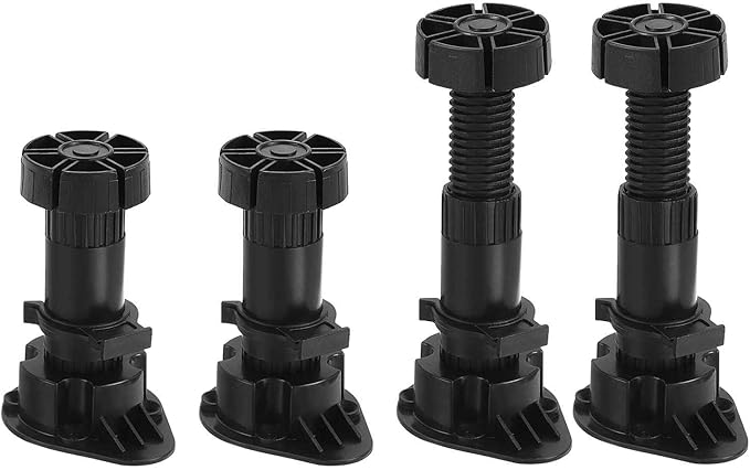 100x44mm(LxW) Adjustable Leveling Feet - 8Pack- Good for Furniture - Leveler Support Frame Replacement Legs - Black