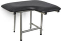 28" x 22.5" Black Padded Wall Mount Folding Left-Handed Transfer Bench Shower Seat with Legs, ADA Compliant