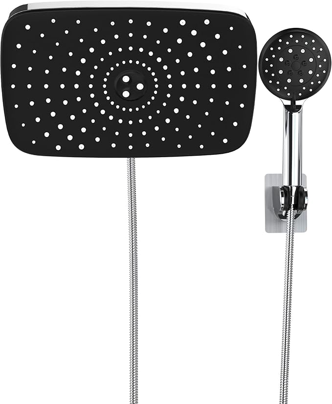 Veken 11.8'' Rain Shower Head with Handheld, High Pressure Rainfall Showerhead Combo with 5 Handheld Water Spray Modes for Bathroom Accessories, Home Decor, Detachable Dual Shower Heads, Chrome Silver