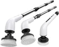 Electric Spin Scrubber Bathroom - Adjustable Handle Cordless Shower Scrubber, 2 Speeds, Bathroom Scrubber with 8 Replaceable Brush Heads, Power Scrubber for Bathtub Cleaning