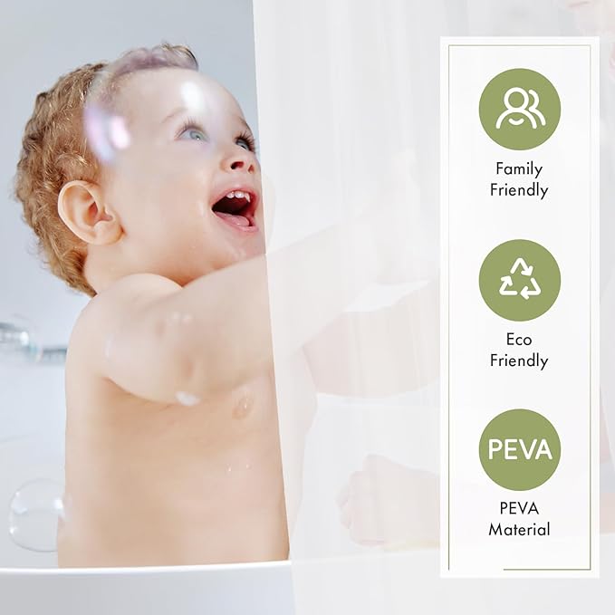 Amazer Frosted Shower Curtain Liner, 72x78 Plastic Shower Liner PEVA Medium Weight Inside Shower Curtain for Bathroom with Rustproof Grommets