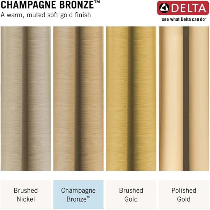 Delta Nicoli 14 Series H2Okinetic Shower Faucet Set, Brushed Gold Shower Head and Handle Set, Valve Trim Kit, Champagne Bronze 142749-CZ (Shower Valve Included)