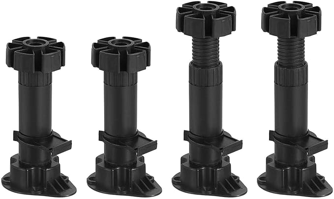 120x46mm(LxW) Adjustable Leveling Feet - 8Pack- Good for Furniture - Leveler Support Frame Replacement Legs - Black