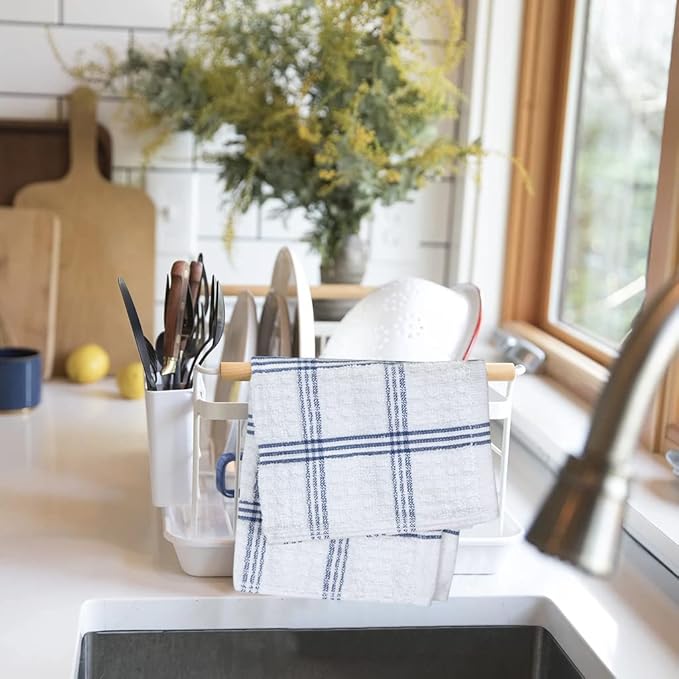 DAN RIVER Premium Dish Cloth 100% Cotton 12 X 12 Inches |Pack of 8|-Ultra Soft Tea Towels-Highly Absorbent Kitchen Rags-Terry Dishcloth for Kitchen and Household Cleaning |Blue Opal|