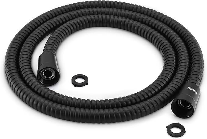 Shower Hose 59-Inch Extra Long Shower Hose-Replacement-PVC Encapsulated Stainless Steel Core,Rust-Resistant &No Teflon Tape Needed,Flexible&Kink-Resistant for Handheld Shower Heads Pets,RV Black