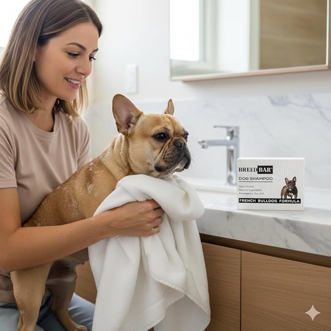 BreedBar™ French Bulldog Shampoo Bar for Folds & Sensitive Skin — PH-Balanced, Natural, Dead Sea Mineral Dog Soap, 100g