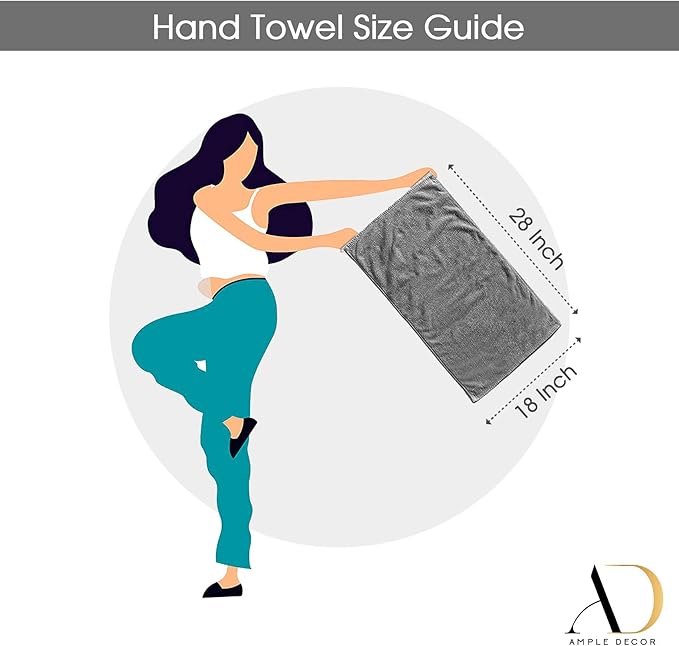 Ample Decor Bathroom Hand Towel 18 X 28 Inch 600 GSM 100% Cotton, Absorbent Thick- 2Pcs Beige