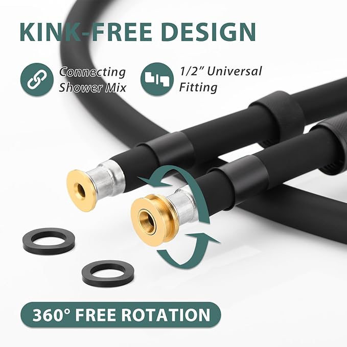 Silicone Shower Hose Extra Long,Explosion Proof Anti Winding Showerhead Hose,Used In Showerheads Spray Bidet Bathing Toilet Cleaning Flexible RV Shower Hoses Replacement (Black, 69 In)