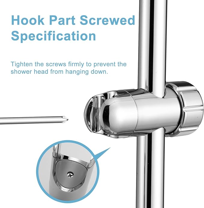 OFFO ADA Shower Head Holder, Adjustable 1.18-1.26 in(30-32 mm) Hand Shower Bracket for Handicap Grab Bar, Detachable Slider Clamp Bathroom Replacement, 361 Degree Rotation Sprayer Holder, Chrome