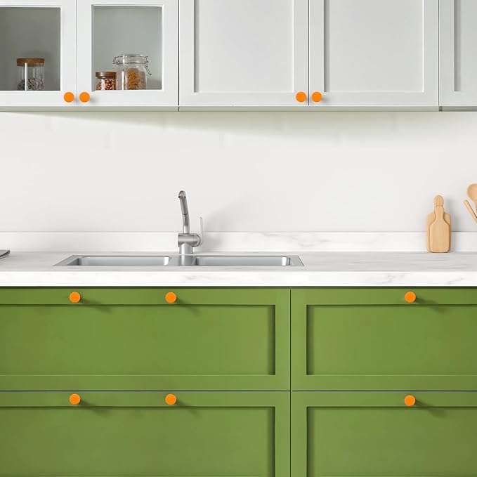 Ravinte 10 Pack Cabinet Knobs Orange Kitchen Cabinet Knobs Round Dresser Drawer Pulls Closet Door Pulls 1-1/5 Inch