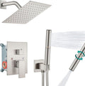 Aolemi Shower Faucet Set, High Pressure Shower System with 2-in-1 Handheld Sprayer, Wall Mount Fixture Combo with Rough-in Valve, 8 Inch Shower Head, Brushed Nickel