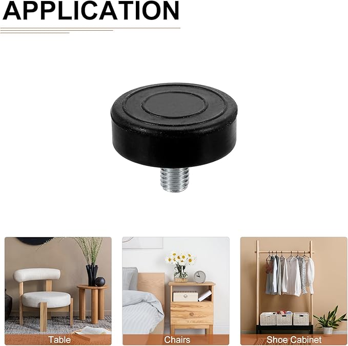 M10x15x43mm(DxLxOD) Screw on Furniture Glide Leveling Feet - 16Pack - Good for Furniture - Adjustable Thread Furniture Levelers - Black