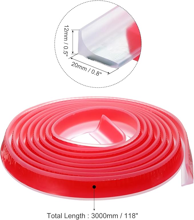 uxcell 118 Inch Collapsible Shower Barrier Stopper Water Splash Guard Blocker 118"Lx0.8"Wx0.5"H for Bathroom Kitchen Wet and Dry Separation, Clear